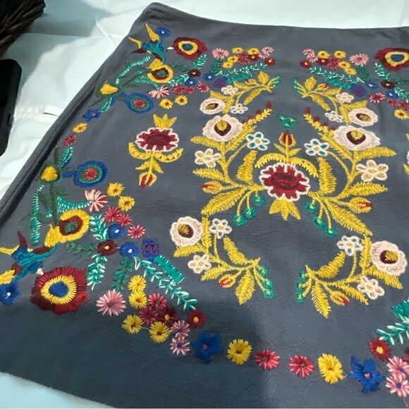 Umgee small lined skirt, embroidery flowers boho  work date concert - Picture 5 of 15